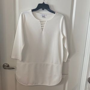 NWOT Joan Vass White Notch Neck Tunic Top